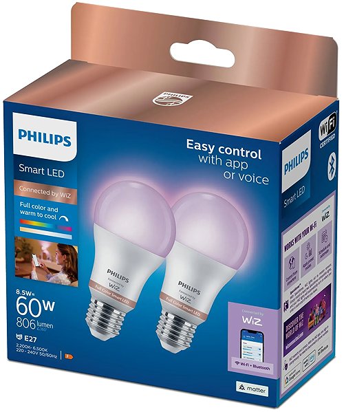 LED-Birne Philips Smart LED WFB 60 W A60 E27 822-65 RGB 2PF/6 ...