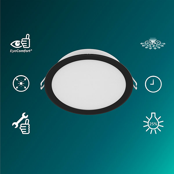 Deckenleuchte Philips MESON 175 20 W 40K BK recessed ...