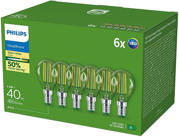 LED-Birne Philips LED CLA P45 40 W E14 WW CL ND UE ...