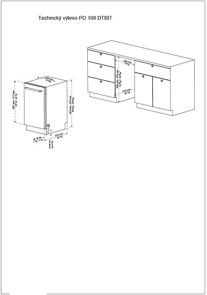 Built-in Dishwasher PHILCO PD 108 DTBIT Technical draft