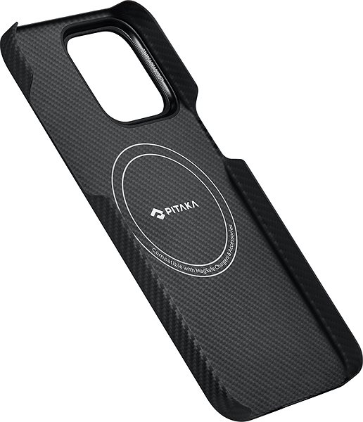 Telefon tok Pitaka MagEZ 4 600D Twill iPhone 15 Pro Max fekete-szürke tok ...