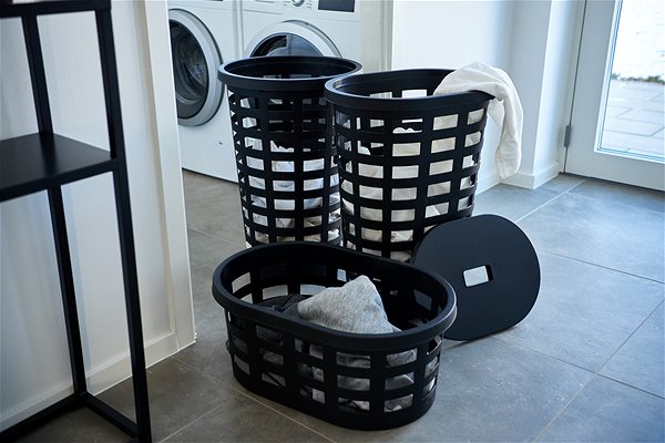 Wäschekorb Plast Team Korb für saubere Wäsche oval 58,2 × 39 × 25 cm Boston, schwarz ...