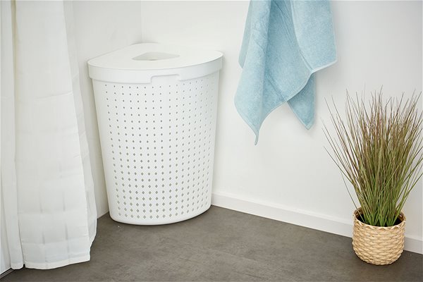 Wäschekorb Plast Team Seoul Korb für schmutzige Wäsche 39,6 × 50 × 64 cm eckig 62 l, weiß ...
