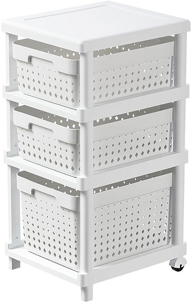 Shelving Unit Plast Team Plastic shelf SEOUL, 3 baskets, white ...