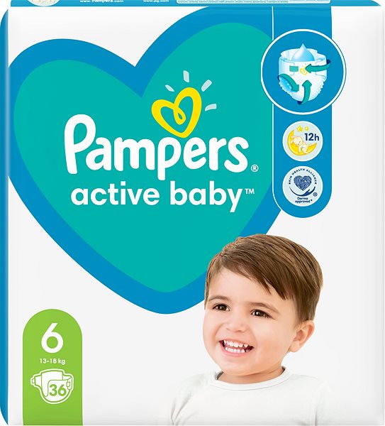 Pelenka PAMPERS Active Baby, 6-os méret (36 db) Képernyő