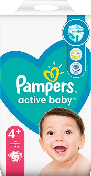 Eldobható pelenka PAMPERS Active Baby 4+ méret (120 db) Képernyő