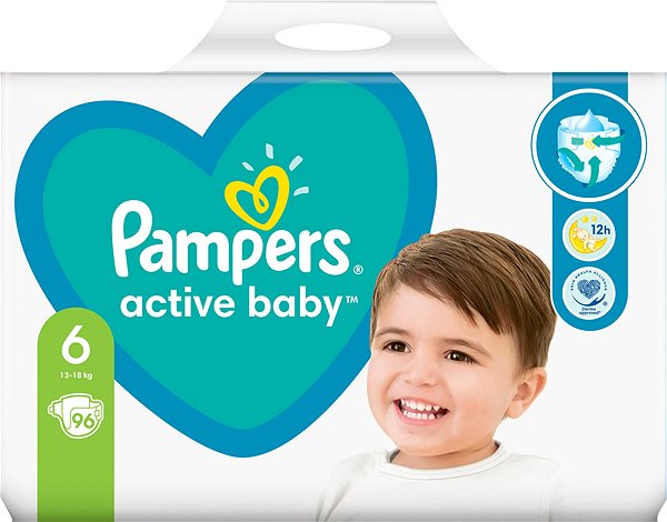 Eldobható pelenka PAMPERS Active Baby 6-os méret (96 db) Képernyő