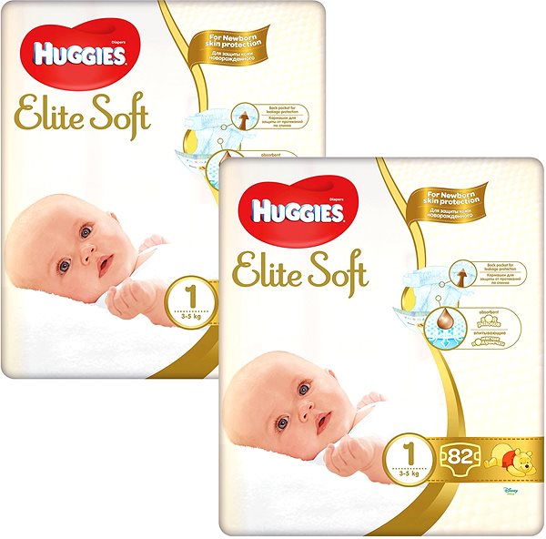 Detské plienky HUGGIES Elite Soft veľ. 1 (2× 82 ks) Screen