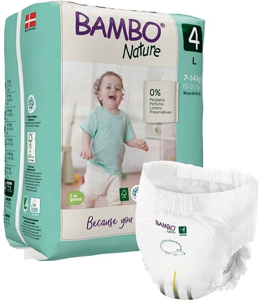 Plienkové nohavičky BAMBO NATURE Pants 4 7 - 14 kg, 20 ks Obal/škatuľka