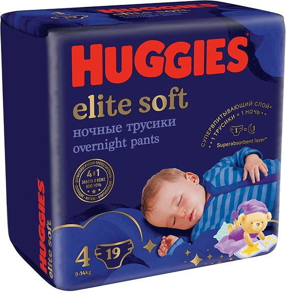 Bugyipelenka HUGGIES Elite Soft Overnight Pants 4 (19 db) Jellemzők/technológia