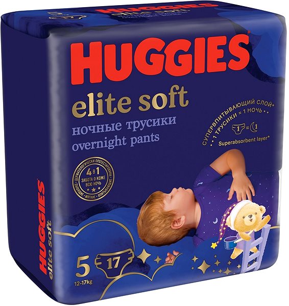 Plienkové nohavičky HUGGIES Elite Soft Pants cez noc Pants veľ. 5 (17 ks) Vlastnosti/technológia