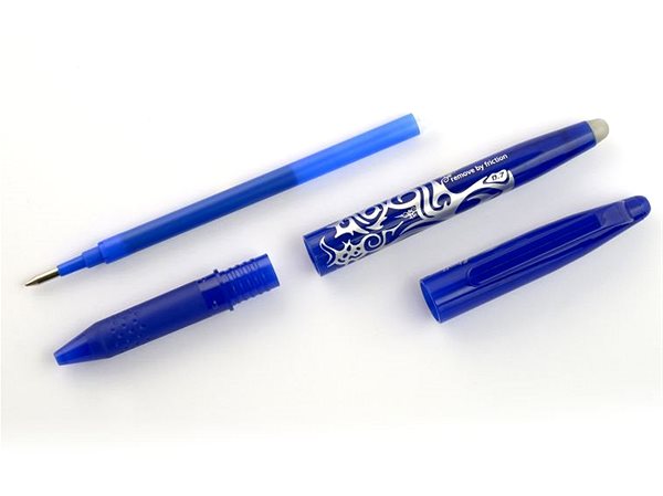 Radierstift PILOT FriXion Ball 07 / 0,35 mm, blau - Packung 1 Stück + 3 Stück Nachfüllung ...