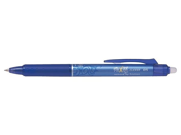 Radierstift PILOT FriXion Clicker 05 / 0,25 mm, blau - Packung 1 Stück + 3 Stück Nachfüllung ...