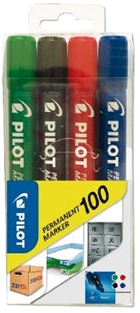 Marker PILOT Permanent Marker 100 1mm Set of 4 Colours Packaging/box