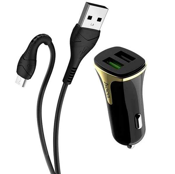 Car Charger HOCO Z31 Fast Car Charger incl. Micro USB Data Cable, Black Lateral view