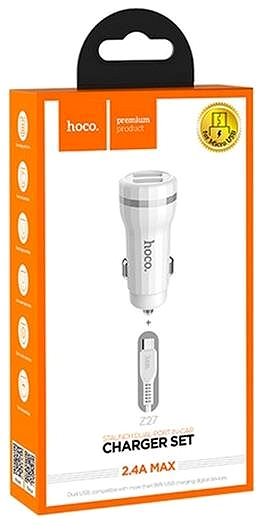 Car Charger HOCO Z27 Car Charger Micro USB 2.4A Dual White Packaging/box