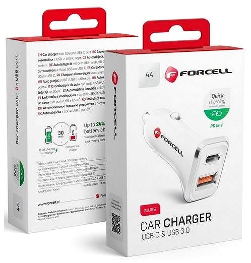 Car Charger Forcell 4A Car Charger with Fast Charging Function Packaging/box