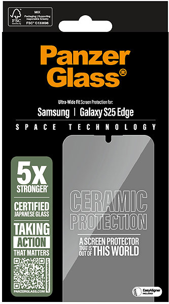 Glass Screen Protector PanzerGlass Ceramic Samsung Galaxy S25 Edge with installation frame ...