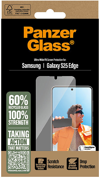 Glass Screen Protector PanzerGlass Samsung Galaxy S25 Edge with installation frame ...