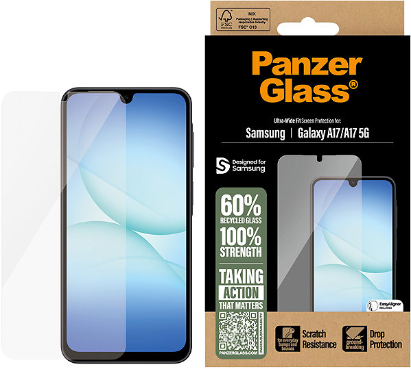 Schutzglas PanzerGlass Samsung Galaxy A17/A17 5G mit Einbaurahmen (Glas kompatibel mit A16/A16 5G) ...