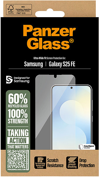 Glass Screen Protector PanzerGlass Samsung Galaxy S25 FE with installation frame ...