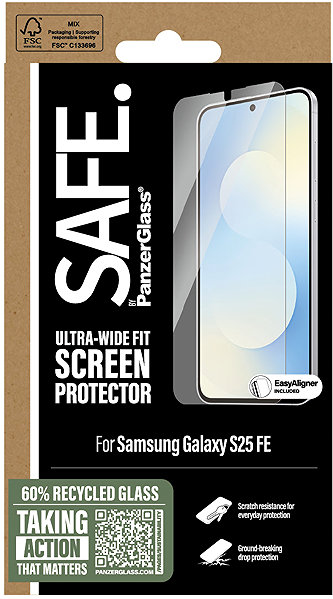 Glass Screen Protector PanzerGlass SAFE Samsung Galaxy S25 FE with installation frame ...