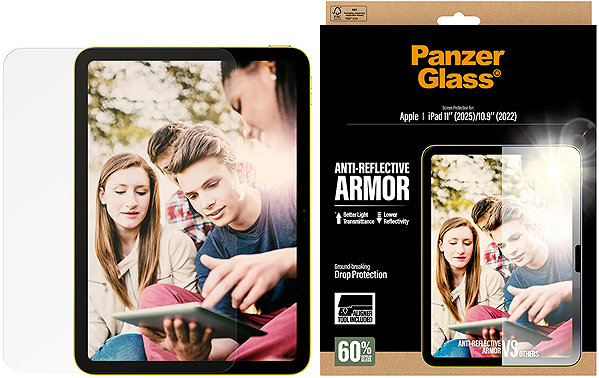 Glass Screen Protector PanzerGlass Apple iPad 11/10.9 anti-reflective with installation frame ...