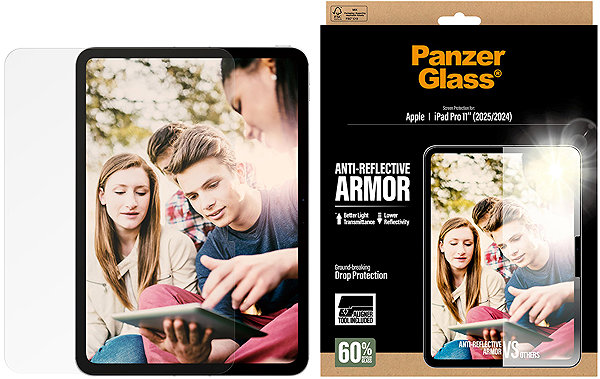 Glass Screen Protector PanzerGlass Apple iPad Pro 11 anti-reflective with installation frame ...