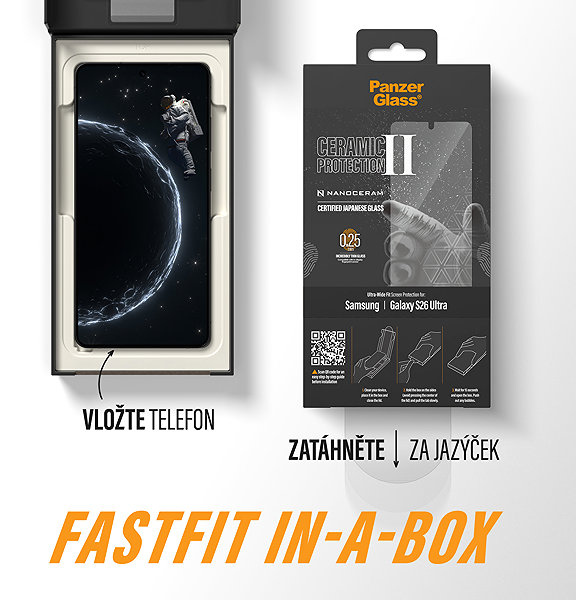 Glass Screen Protector PanzerGlass Ceramic II Samsung Galaxy S26 Ultra with dust-free installation box ...