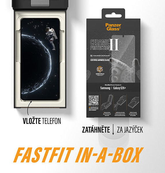 Glass Screen Protector PanzerGlass Ceramic II Samsung Galaxy S26+ with dust-free installation box ...