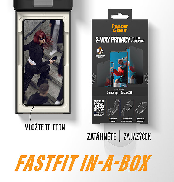 Glass Screen Protector PanzerGlass Privacy Samsung Galaxy S26 with dust-free application box ...