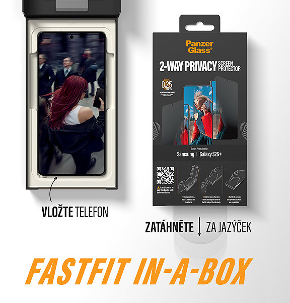 Glass Screen Protector PanzerGlass Privacy Samsung Galaxy S26+ with dust-free application box ...