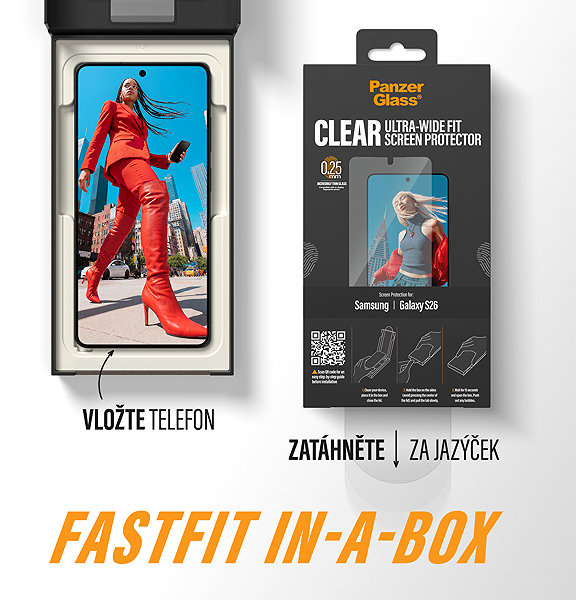 Glass Screen Protector PanzerGlass Samsung Galaxy S26 with dust-free application box ...