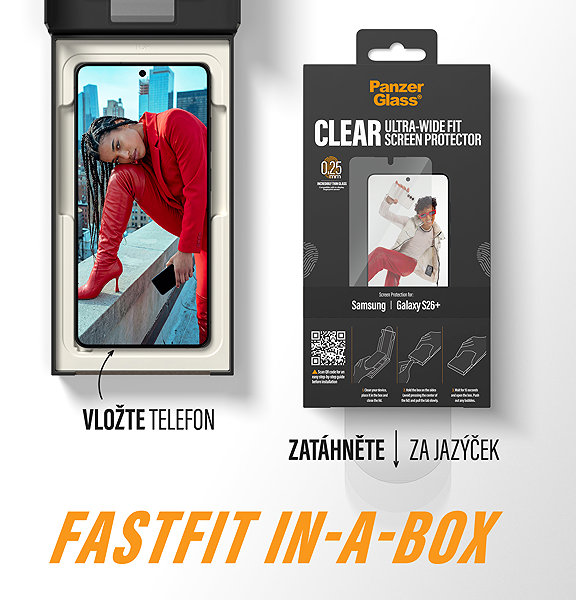Glass Screen Protector PanzerGlass Samsung Galaxy S26+ with dust-free application box ...