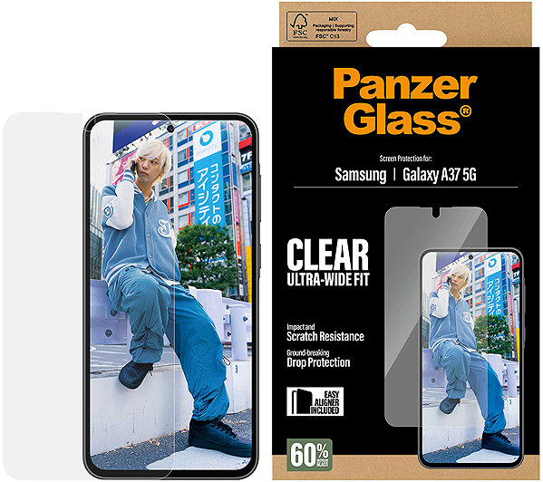 Glass Screen Protector PanzerGlass Samsung Galaxy A37 with installation frame ...