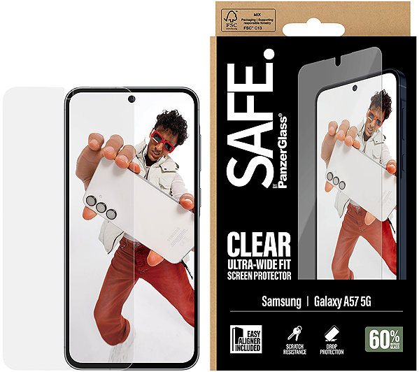 Glass Screen Protector PanzerGlass SAFE Samsung Galaxy A57 with installation frame ...