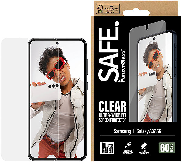 Glass Screen Protector PanzerGlass SAFE Samsung Galaxy A37 with installation frame ...