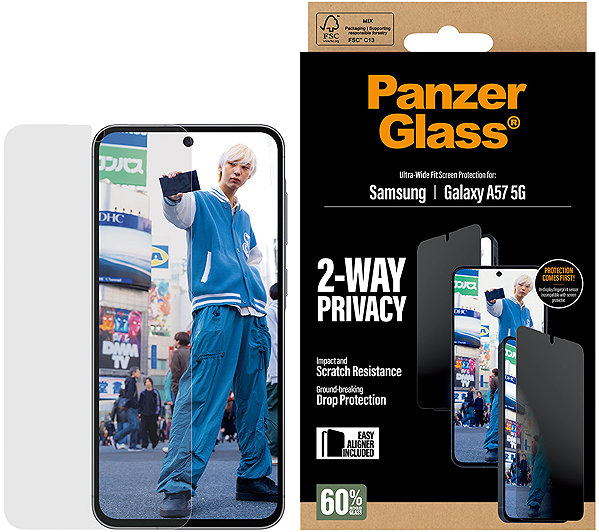 Glass Screen Protector PanzerGlass Privacy Samsung Galaxy A57 with installation frame (does not support fingerprint reader  ...