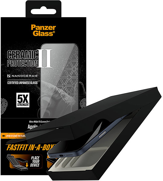 Glass Screen Protector PanzerGlass Ceramic II Apple iPhone 17 with dust-free installation box ...