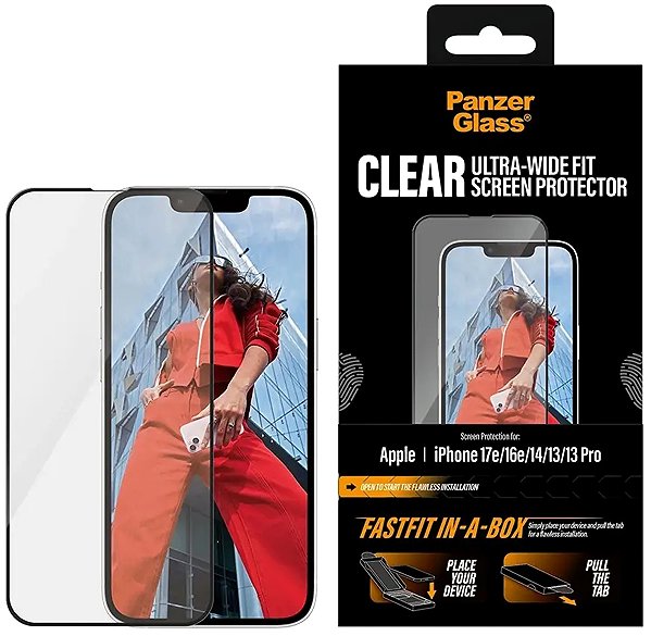 Glass Screen Protector PanzerGlass Apple iPhone 17e/16e/14/13/13 Pro with dust-free installation box ...