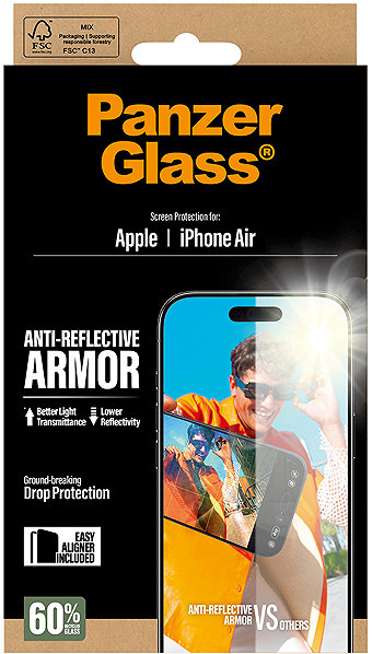 Glass Screen Protector PanzerGlass Apple iPhone Air Anti-reflective with Installation Frame ...
