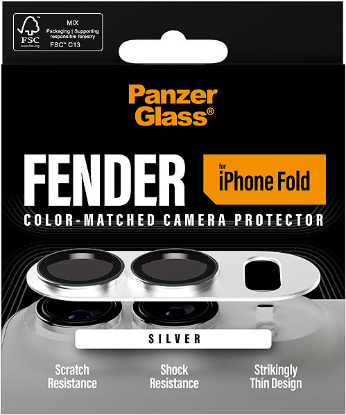 Objektiv-Schutzglas PanzerGlass FENDER Apple iPhone Fold Silver (silbern) ...