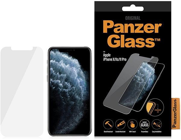 Üvegfólia PanzerGlass Standard Apple iPhone X/Xs/11 Pro készülékhez, átlátszó Csomagolás/doboz