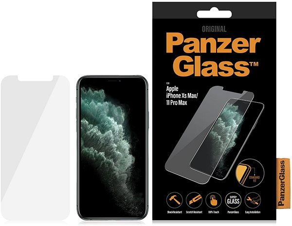 Üvegfólia PanzerGlass Standard Apple iPhone Xs Max/11 Pro Max készülékhez, átlátszó Csomagolás/doboz