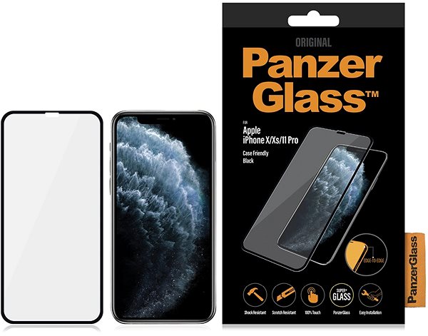 Glass Screen Protector PanzerGlass Edge-to-Edge for the Apple iPhone X/Xs/11 Pro, Black ...