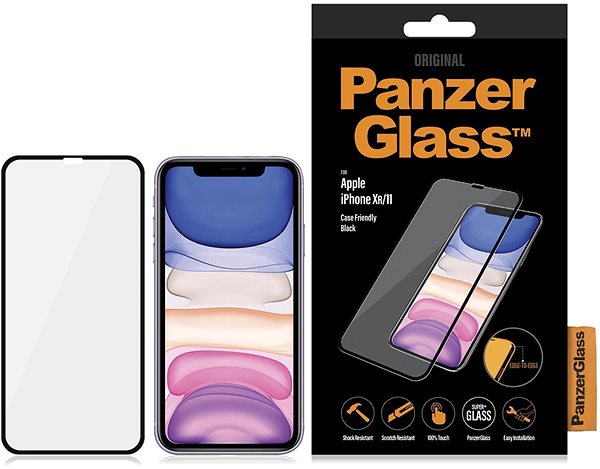 Glass Screen Protector PanzerGlass Edge-to-Edge for the Apple iPhone Xr/11 Black Packaging/box