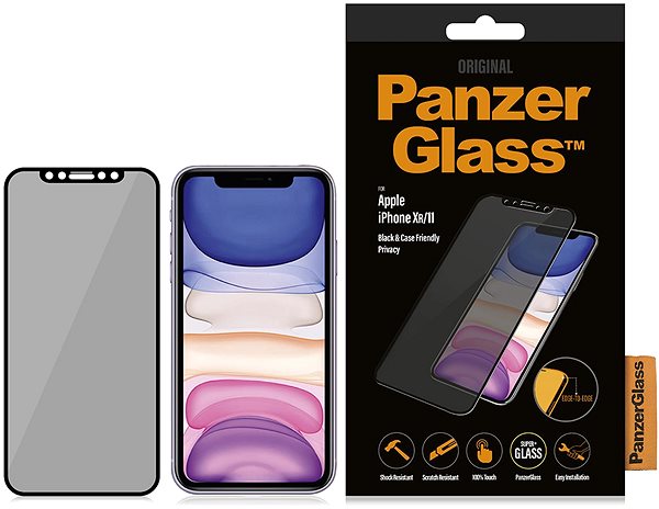 Üvegfólia PanzerGlass Edge-to-Edge Privacy Apple iPhone XR/11 üvegfólia - fekete Csomagolás/doboz