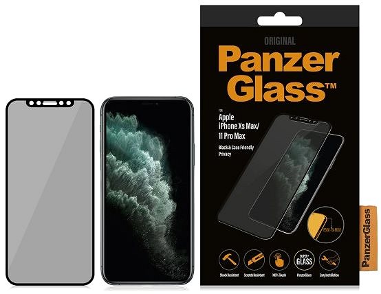 Ochranné sklo PanzerGlass Edge-to-Edge Privacy pro Apple iPhone XS Max/11 Pro Max černé Obal/krabička