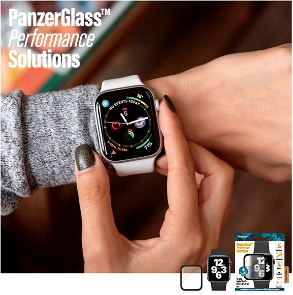 Glass Screen Protector PanzerGlass SmartWatch for Apple Watch 4/5/6/SE, 40mm, Black Lifestyle