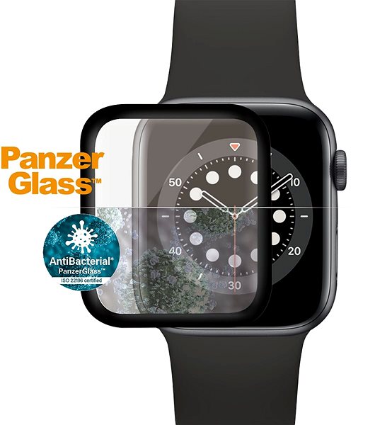 Schutzglas PanzerGlass SmartWatch für Apple Watch 4/5/6/SE 44mm Black geklebt Screen